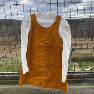 Baby Gap gold Corduroy Jumper Dress Set with ribbed mock-turtleneck, Size 5T